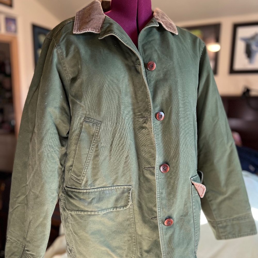 [SOLD] L.L. Bean Green Cotton Barn Coat Women's Petite XL (18)
